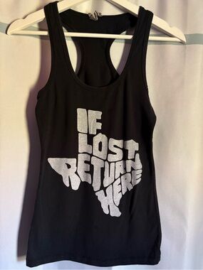 Black Texas Tank Top with Silver Graphic - If Lost Return Here